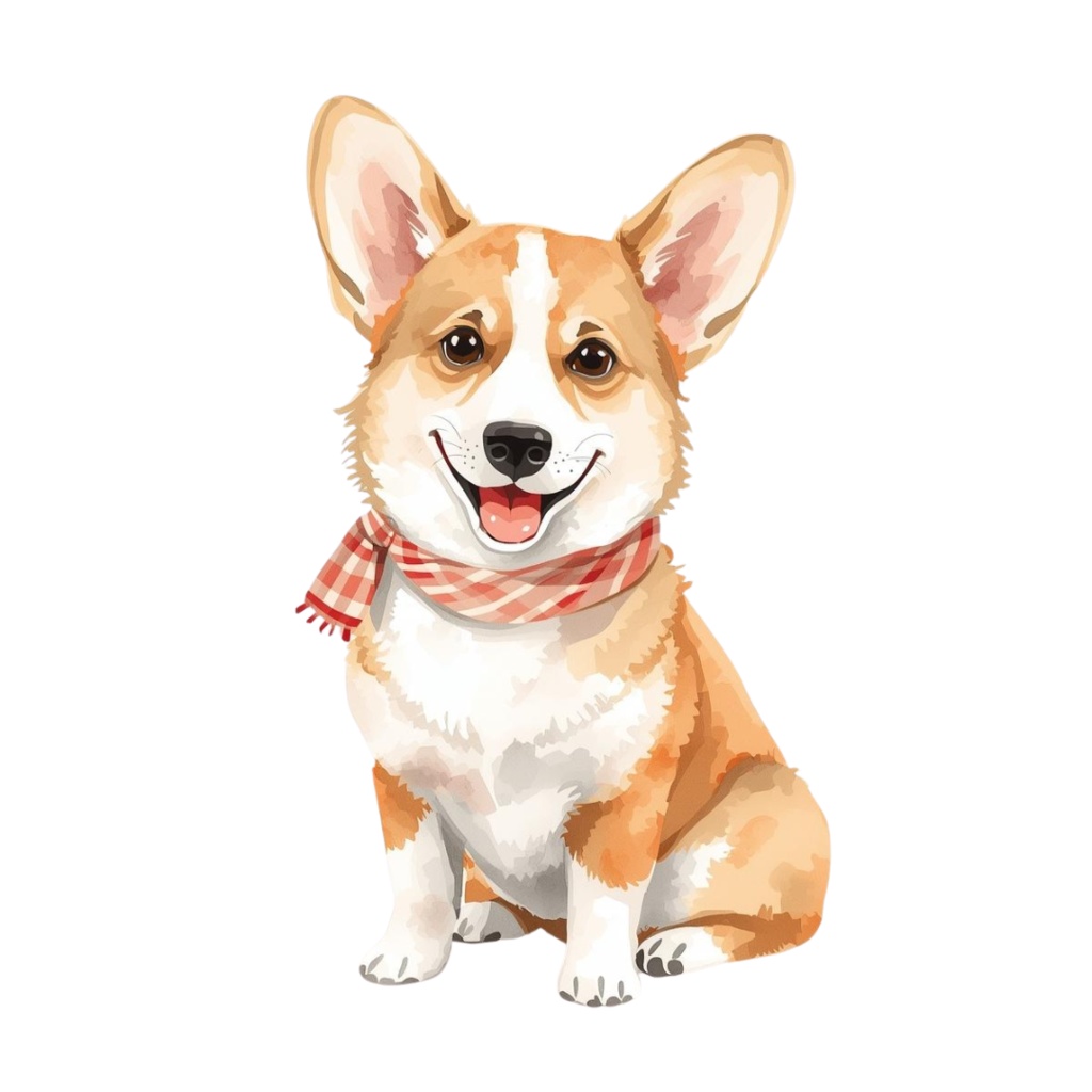 水彩風コーギーのクリップアートセットNO.1 PNG10枚