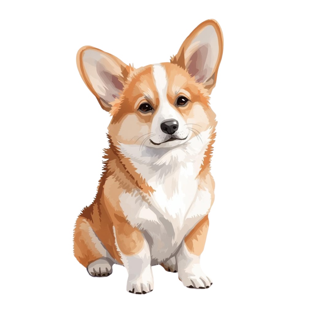 水彩風コーギーのクリップアートセットNO.1 PNG10枚