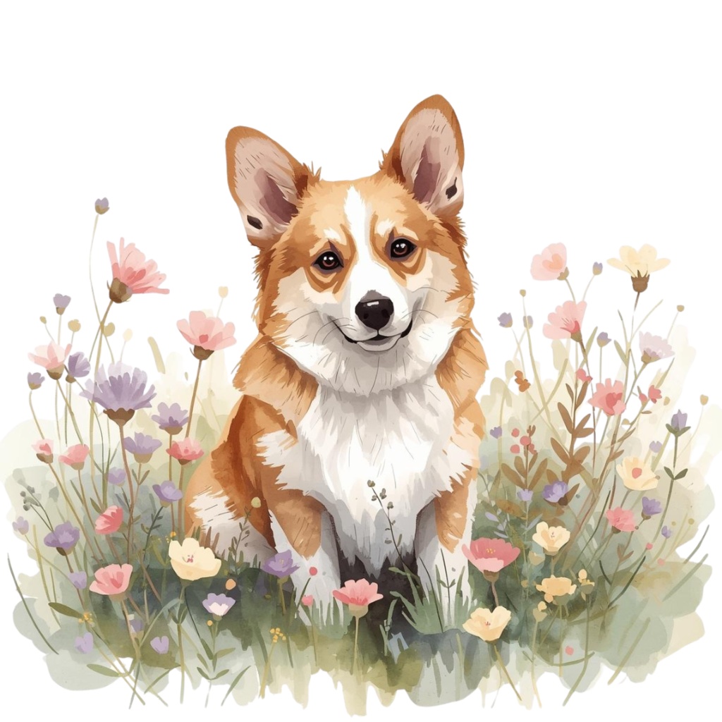 水彩風コーギーのクリップアートセットNO.1 PNG10枚