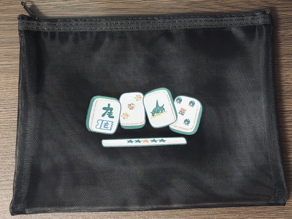 雀牌風柄メッシュポーチ