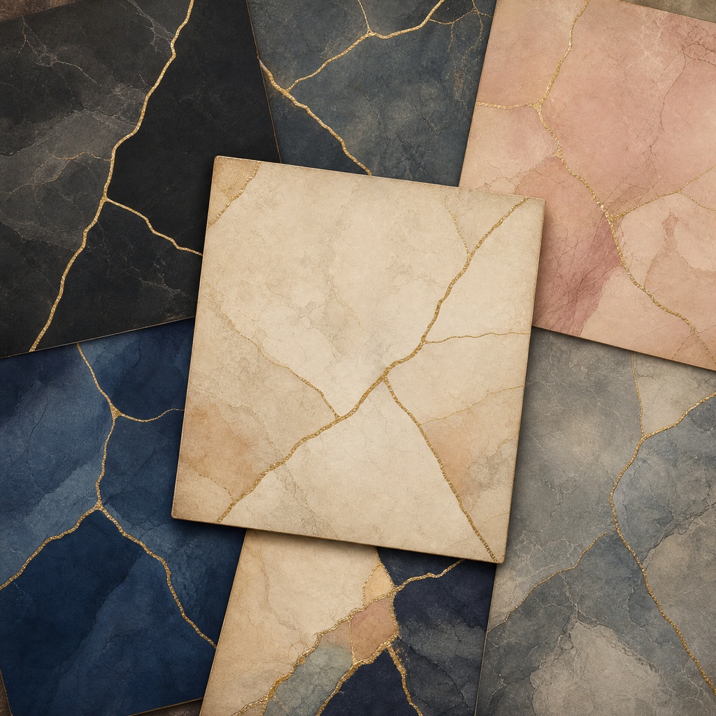 【モダン金継ぎ】伝統と現代の融合 - 高級デジタルペーパー10枚セット / Kintsugi Modern Digital Paper Packouch