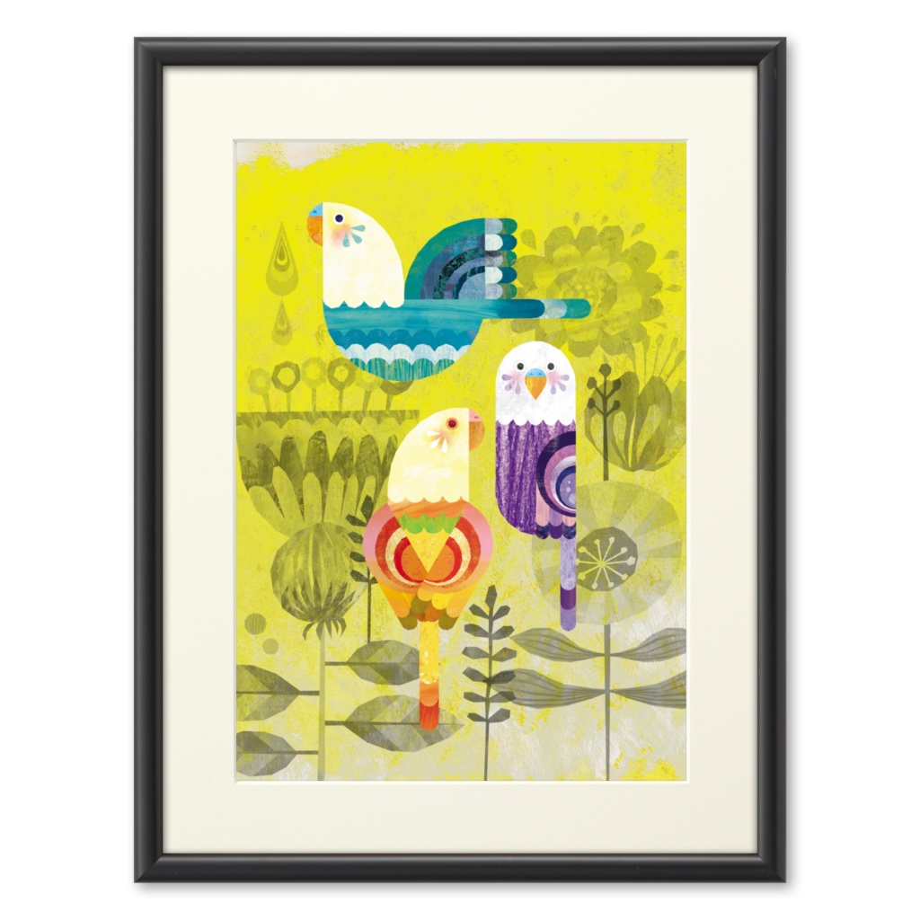 セキセイインコと花（プリモアート）