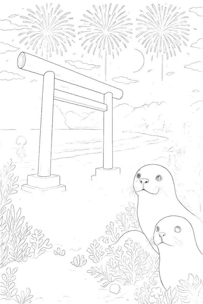 海の生き物シリーズ～鵜原海岸の白い鳥居～