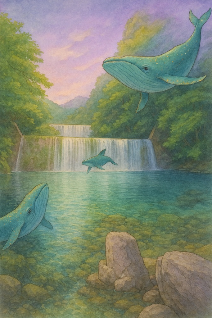 親子で楽しむ塗り絵〜鯨の親子の避暑地〜