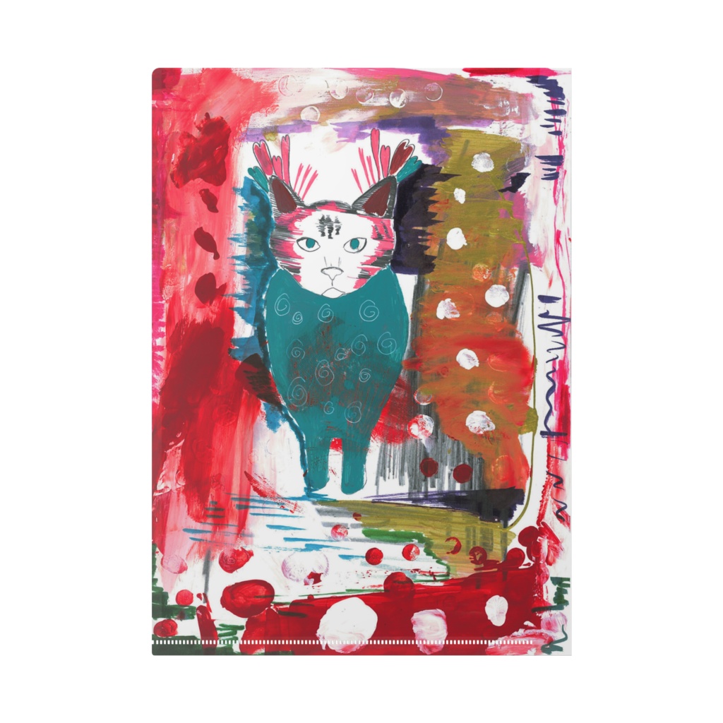 フクロウと猫のクリアファイル