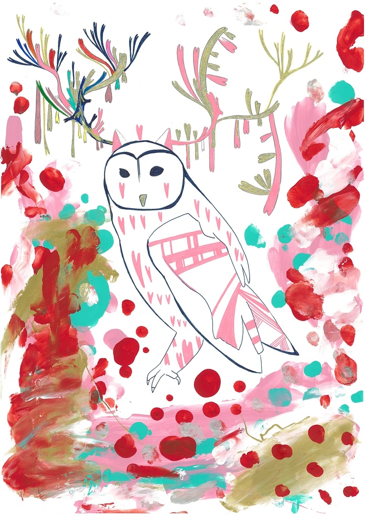 フクロウと猫のクリアファイル