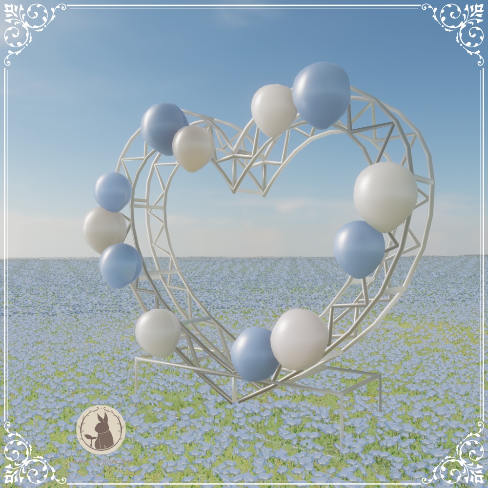 【VRChatワールド向け】ネモフィラ公園の花畑と遊具 Nemophila Garden Asset