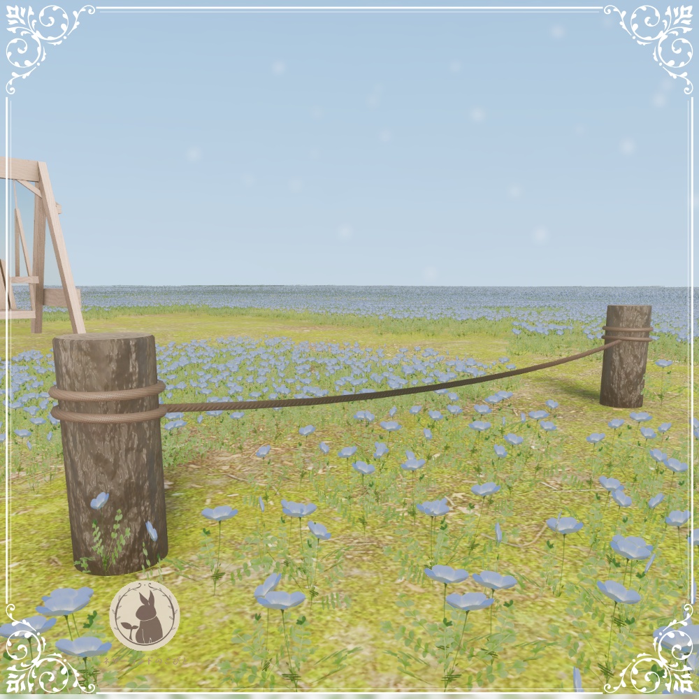 【VRChatワールド向け】ネモフィラ公園の花畑と遊具 Nemophila Garden Asset