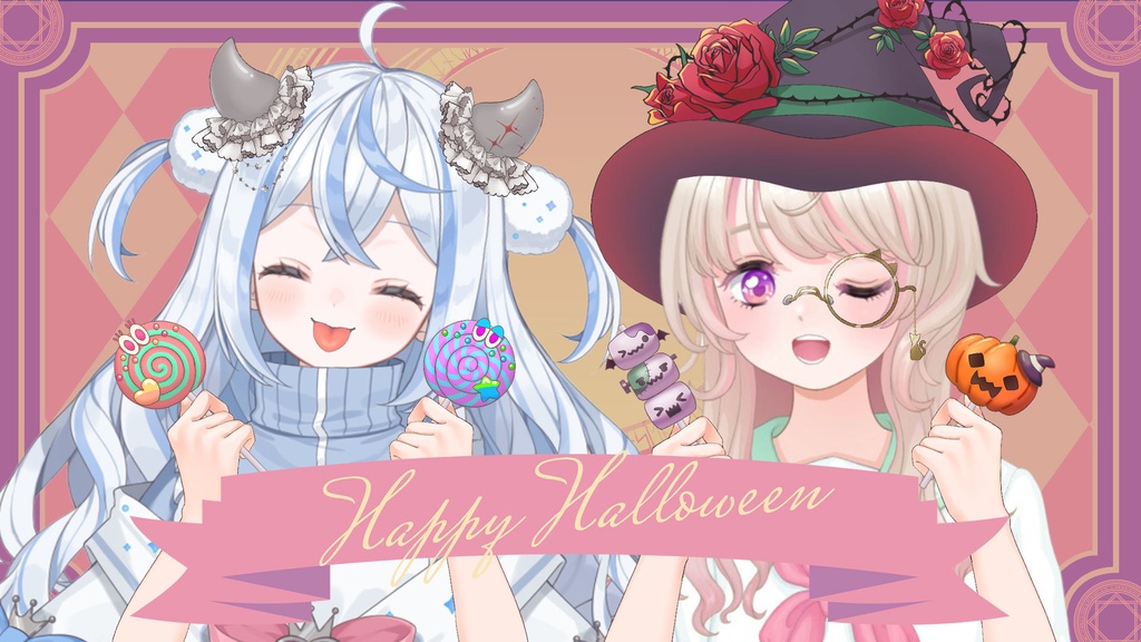 【無料】🎃ハロウィン手持ち+仮装+背景素材🦇【Vtuber】