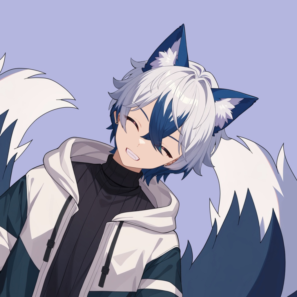 【Live2D】Midnight Kitsune Boy, Premade Live2D Male Vtuber, Rigged Vtuber Model, Instant Download, Commercial Use
