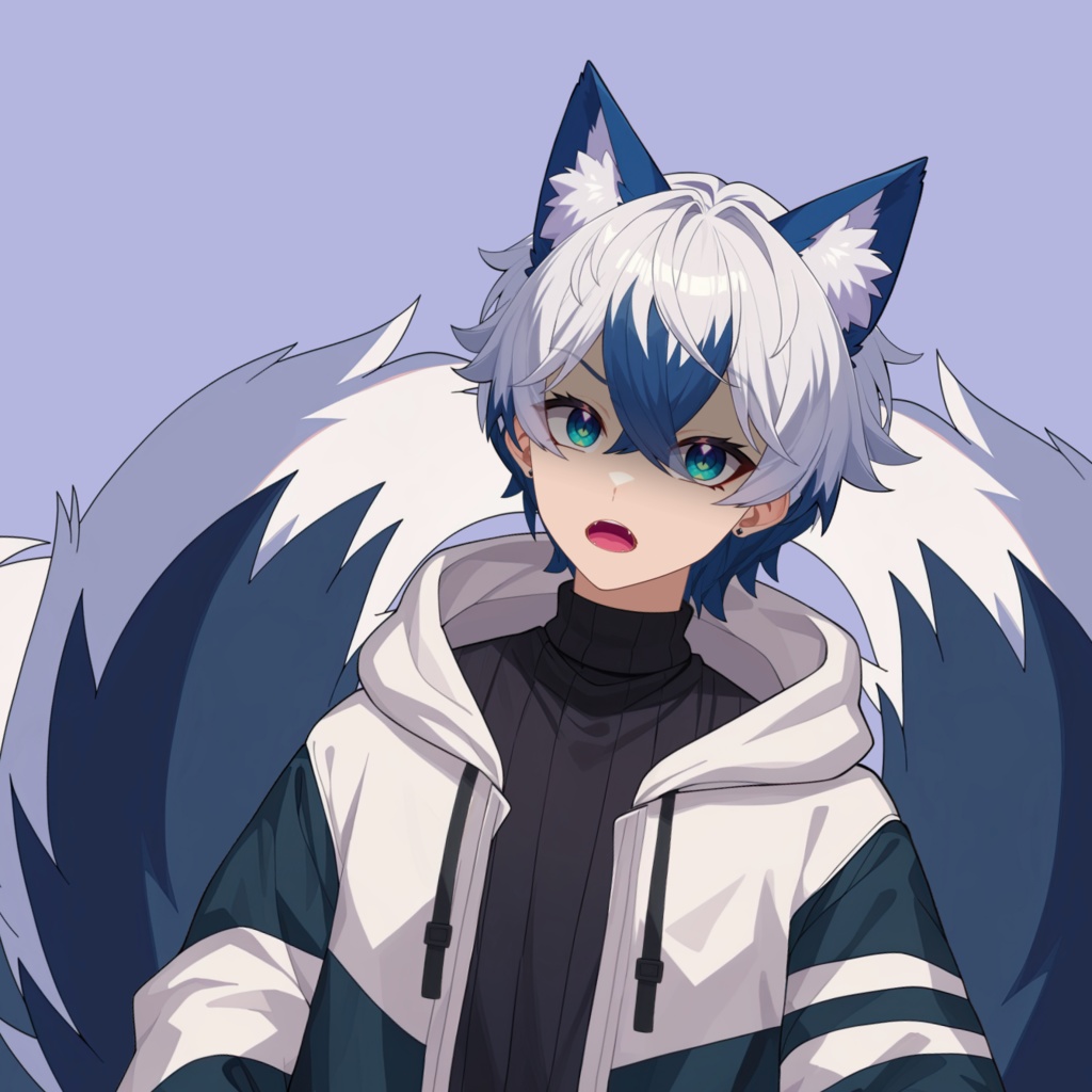 【Live2D】Midnight Kitsune Boy, Premade Live2D Male Vtuber, Rigged Vtuber Model, Instant Download, Commercial Use