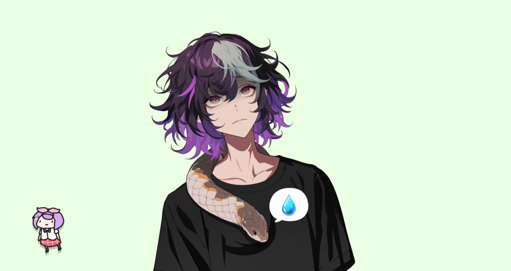 【Live2D】Premade Vtuber Model: Snake Punk Boy, Live2D Male Vtuber, Rigged Vtuber Model,PNGTuber,Cute, Kawaii,Chibi, Instant Download, Commericial Use