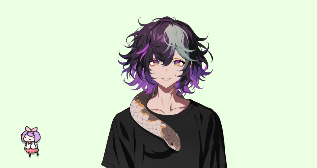 【Live2D】Premade Vtuber Model: Snake Punk Boy, Live2D Male Vtuber, Rigged Vtuber Model,PNGTuber,Cute, Kawaii,Chibi, Instant Download, Commericial Use