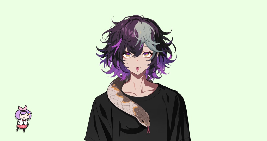 【Live2D】Premade Vtuber Model: Snake Punk Boy, Live2D Male Vtuber, Rigged Vtuber Model,PNGTuber,Cute, Kawaii,Chibi, Instant Download, Commericial Use