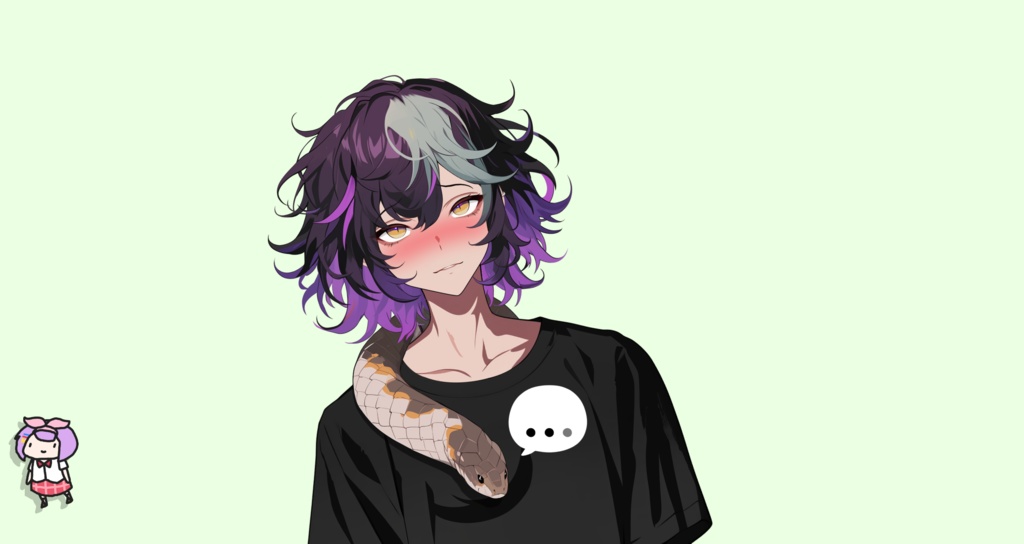 【Live2D】Premade Vtuber Model: Snake Punk Boy, Live2D Male Vtuber, Rigged Vtuber Model,PNGTuber,Cute, Kawaii,Chibi, Instant Download, Commericial Use