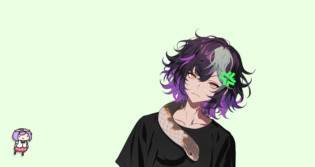 【Live2D】Premade Vtuber Model: Snake Punk Boy, Live2D Male Vtuber, Rigged Vtuber Model,PNGTuber,Cute, Kawaii,Chibi, Instant Download, Commericial Use