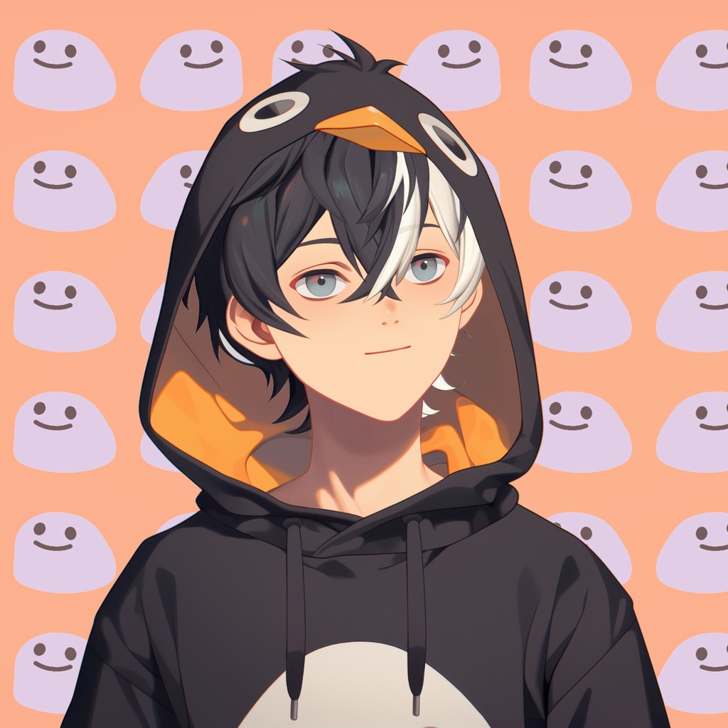 【Live2D】Penguin Hoodie Boy, Live2D Premade Male Vtuber Model, Fully Rigged Vtuber Model,PNGTuber,Cute,Chibi,Instant Download,Commercial Use