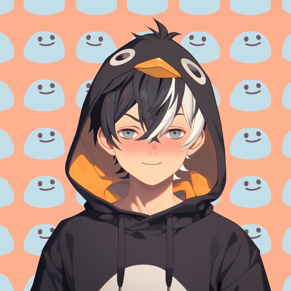 【Live2D】Penguin Hoodie Boy, Live2D Premade Male Vtuber Model, Fully Rigged Vtuber Model,PNGTuber,Cute,Chibi,Instant Download,Commercial Use