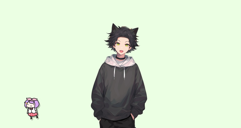 【Live2D】Hoodie Wolf Boy, Live2D Premade Male Vtuber Model, Rigged Vtuber Model,PNGTuber,Cute, Kawaii,Chibi, Instant Download, Commercial Use