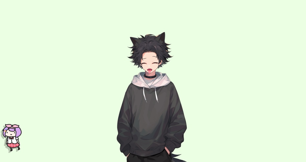 【Live2D】Hoodie Wolf Boy, Live2D Premade Male Vtuber Model, Rigged Vtuber Model,PNGTuber,Cute, Kawaii,Chibi, Instant Download, Commercial Use