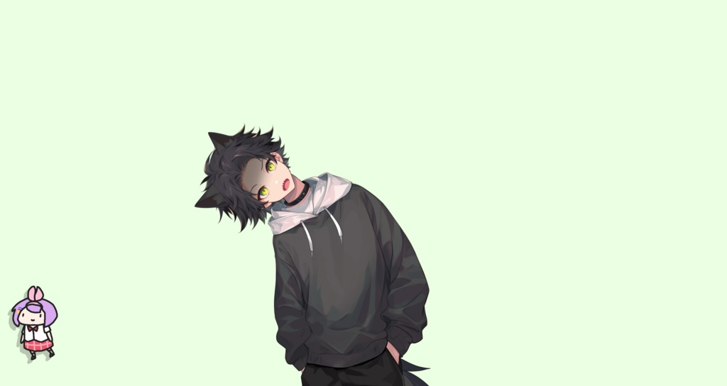 【Live2D】Hoodie Wolf Boy, Live2D Premade Male Vtuber Model, Rigged Vtuber Model,PNGTuber,Cute, Kawaii,Chibi, Instant Download, Commercial Use