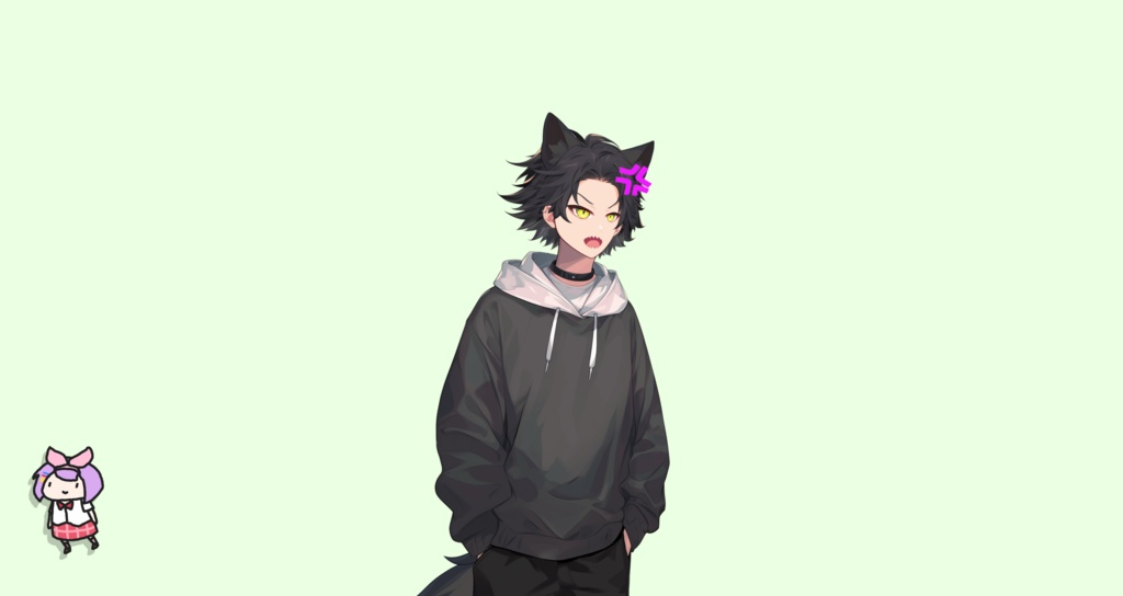 【Live2D】Hoodie Wolf Boy, Live2D Premade Male Vtuber Model, Rigged Vtuber Model,PNGTuber,Cute, Kawaii,Chibi, Instant Download, Commercial Use