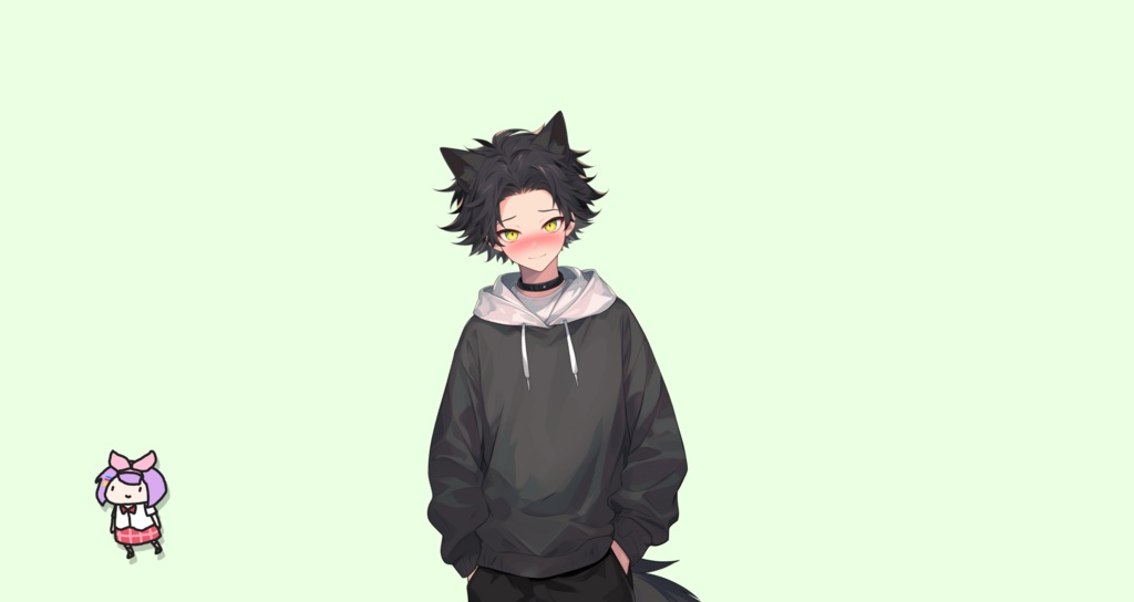 【Live2D】Hoodie Wolf Boy, Live2D Premade Male Vtuber Model, Rigged Vtuber Model,PNGTuber,Cute, Kawaii,Chibi, Instant Download, Commercial Use