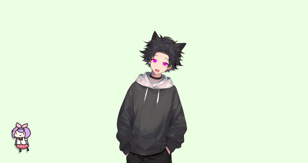 【Live2D】Hoodie Wolf Boy, Live2D Premade Male Vtuber Model, Rigged Vtuber Model,PNGTuber,Cute, Kawaii,Chibi, Instant Download, Commercial Use