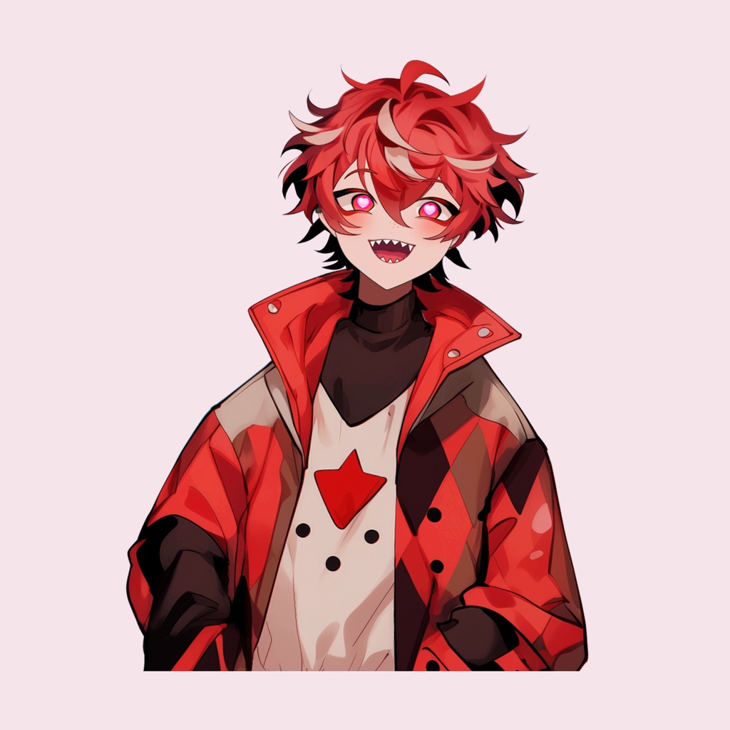 【Live2D】Red Trickster, Pre-Rigged Live2D Male Vtuber Model, Premade Vtuber, Vtube Studio Ready, Customizable, PNGTuber, Cute, Kawaii,Chibi