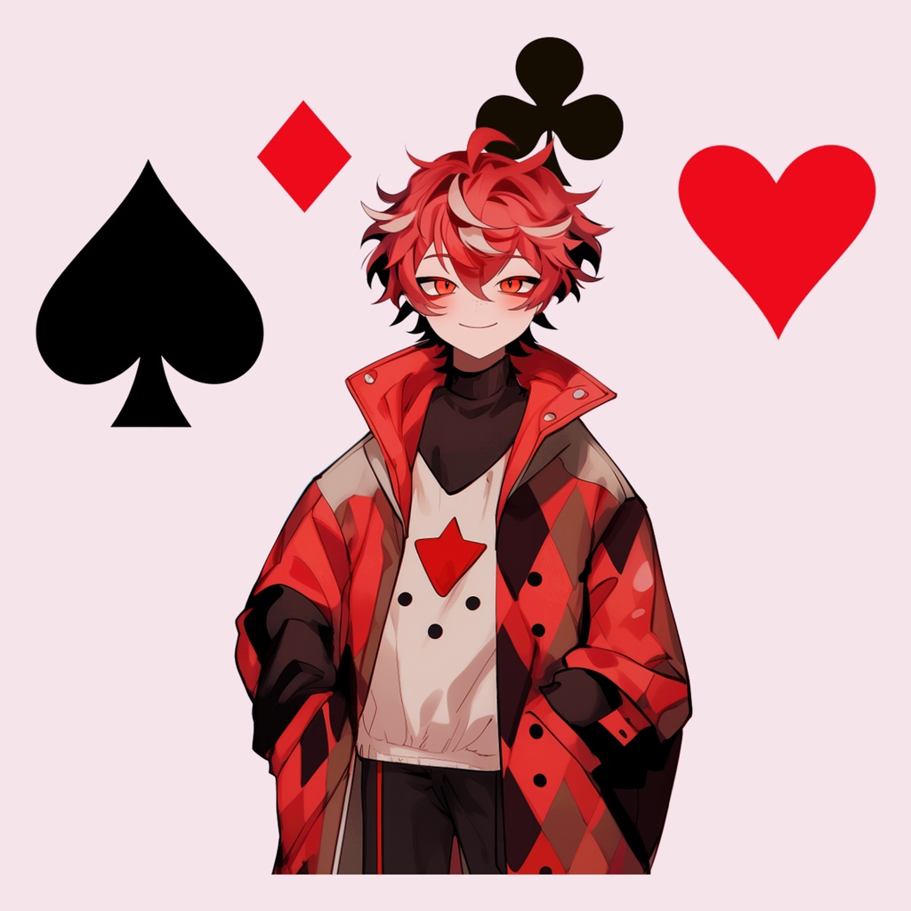【Live2D】Red Trickster, Pre-Rigged Live2D Male Vtuber Model, Premade Vtuber, Vtube Studio Ready, Customizable, PNGTuber, Cute, Kawaii,Chibi
