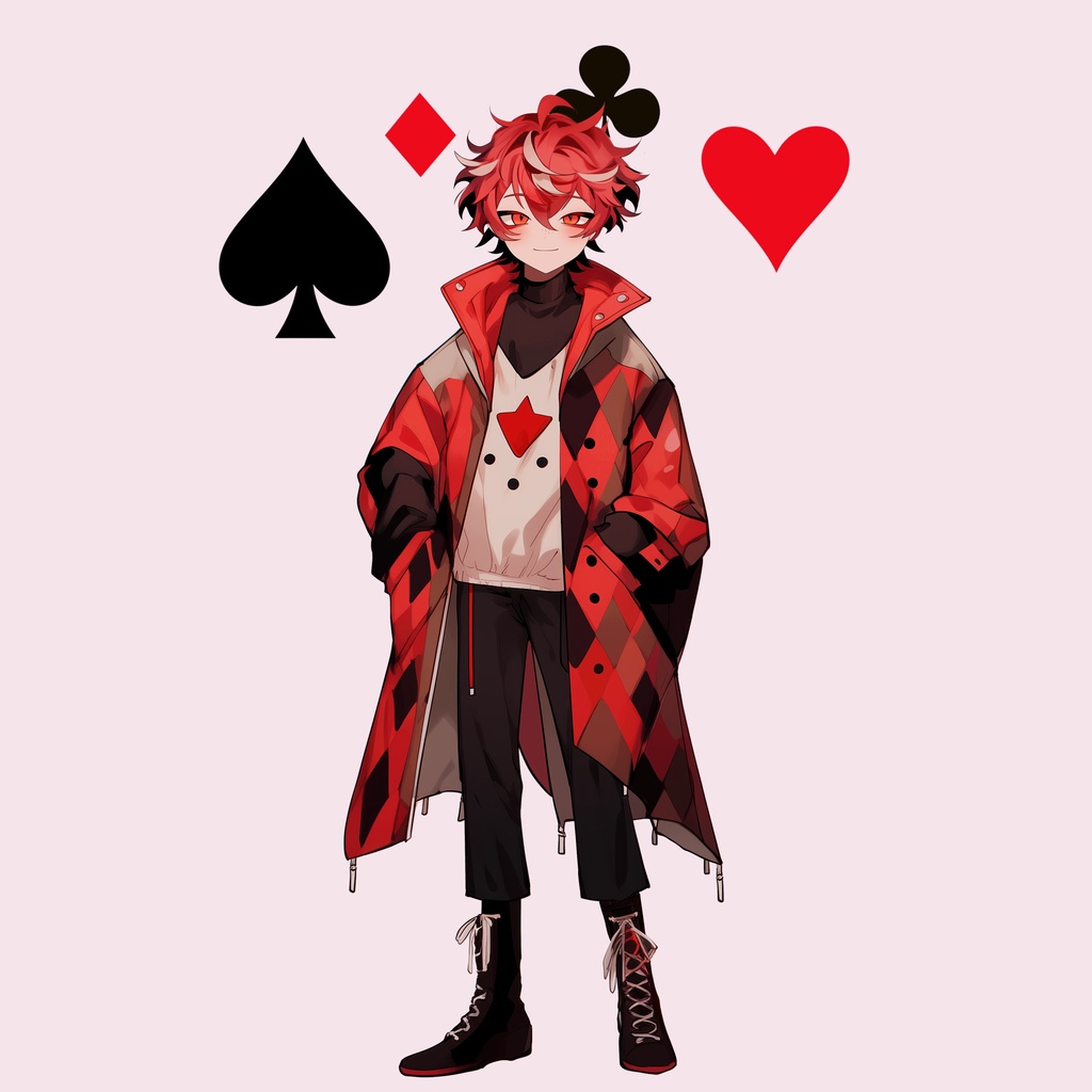 【Live2D】Red Trickster, Pre-Rigged Live2D Male Vtuber Model, Premade Vtuber, Vtube Studio Ready, Customizable, PNGTuber, Cute, Kawaii,Chibi