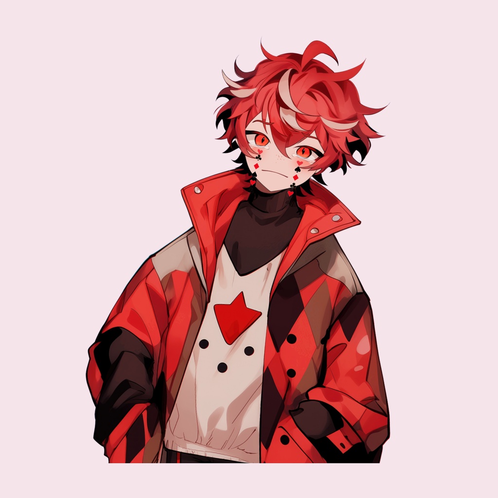 【Live2D】Red Trickster, Pre-Rigged Live2D Male Vtuber Model, Premade Vtuber, Vtube Studio Ready, Customizable, PNGTuber, Cute, Kawaii,Chibi