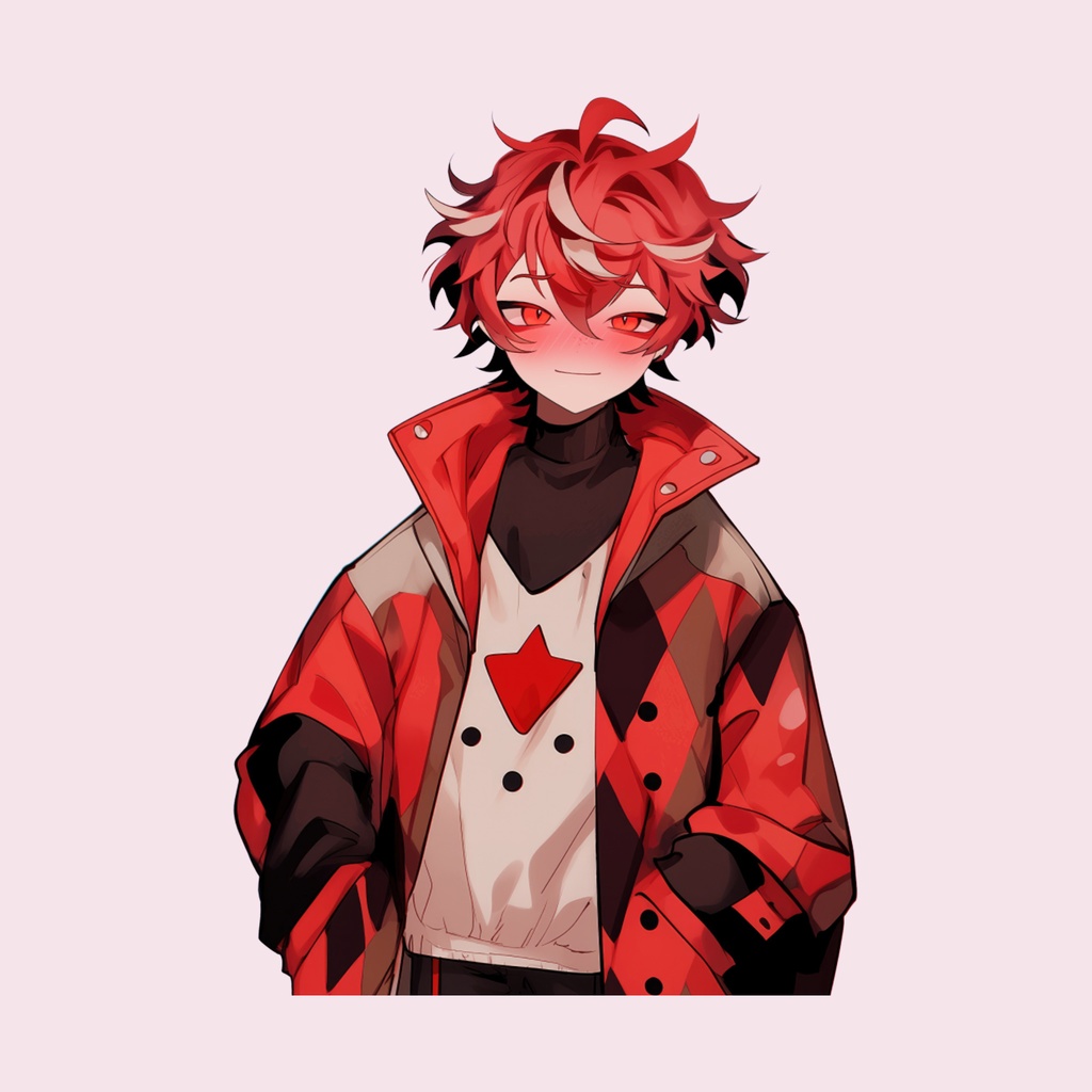 【Live2D】Red Trickster, Pre-Rigged Live2D Male Vtuber Model, Premade Vtuber, Vtube Studio Ready, Customizable, PNGTuber, Cute, Kawaii,Chibi