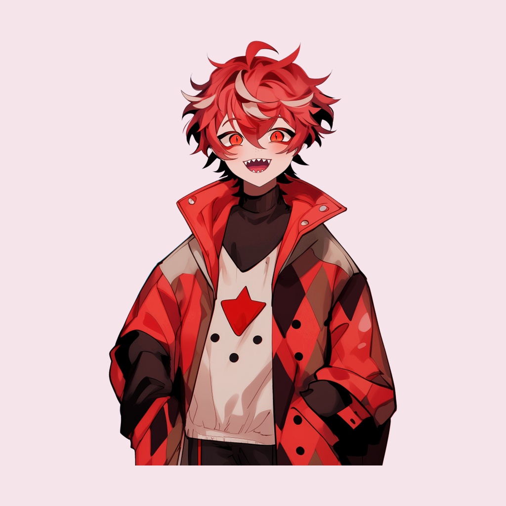 【Live2D】Red Trickster, Pre-Rigged Live2D Male Vtuber Model, Premade Vtuber, Vtube Studio Ready, Customizable, PNGTuber, Cute, Kawaii,Chibi