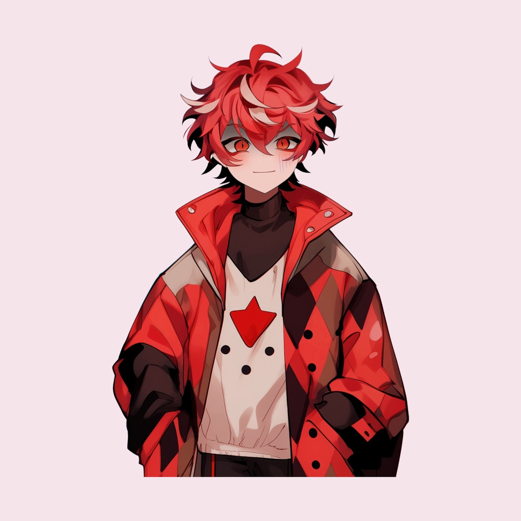 【Live2D】Red Trickster, Pre-Rigged Live2D Male Vtuber Model, Premade Vtuber, Vtube Studio Ready, Customizable, PNGTuber, Cute, Kawaii,Chibi