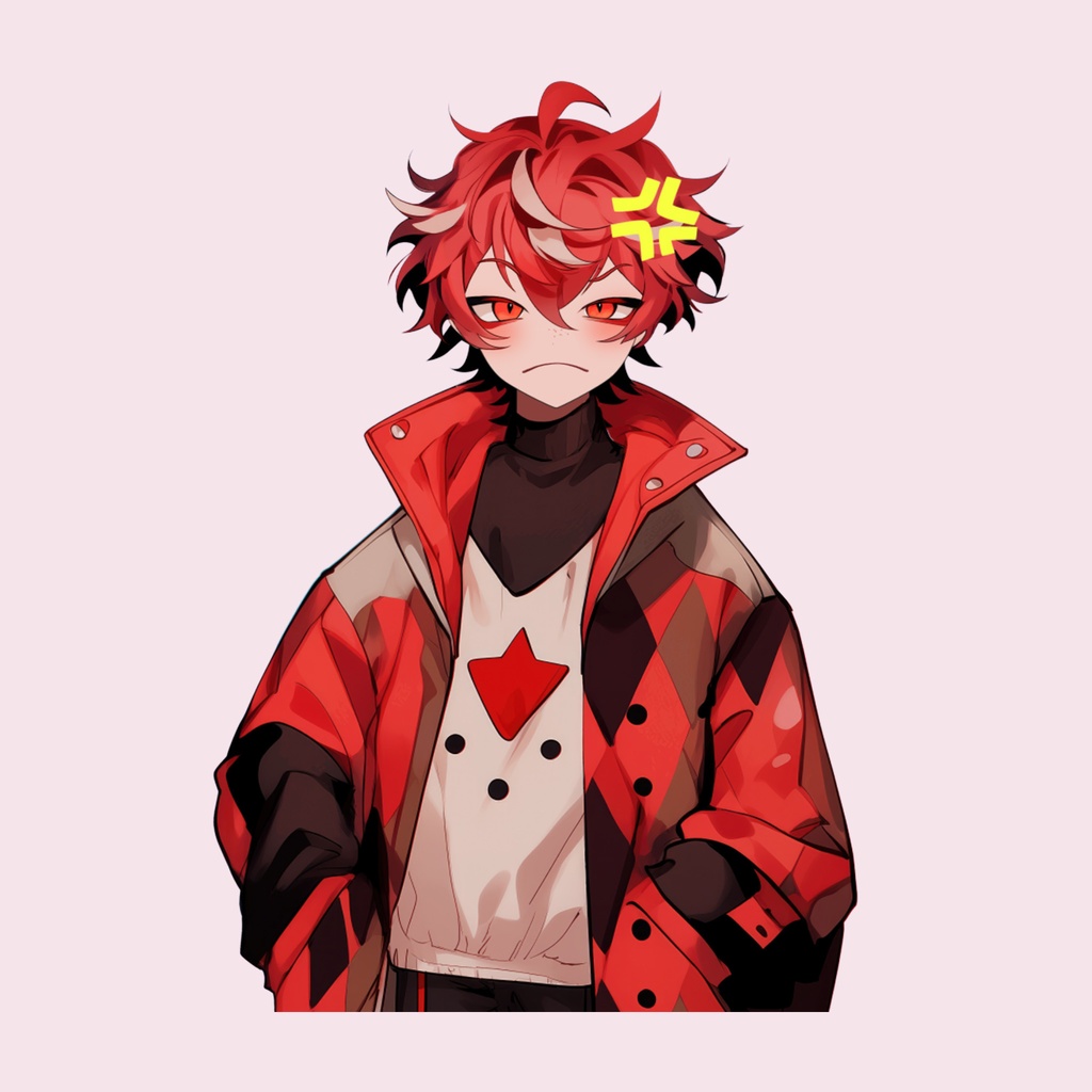 【Live2D】Red Trickster, Pre-Rigged Live2D Male Vtuber Model, Premade Vtuber, Vtube Studio Ready, Customizable, PNGTuber, Cute, Kawaii,Chibi