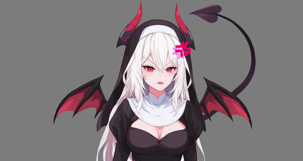 【Live2D】Succubus Nun Vtuber, Premade Vtuber Model, Rigged Vtuber, Demon Girl Vtuber, Female Vtuber - Instant Download For Vtube Studio - Commercial Use