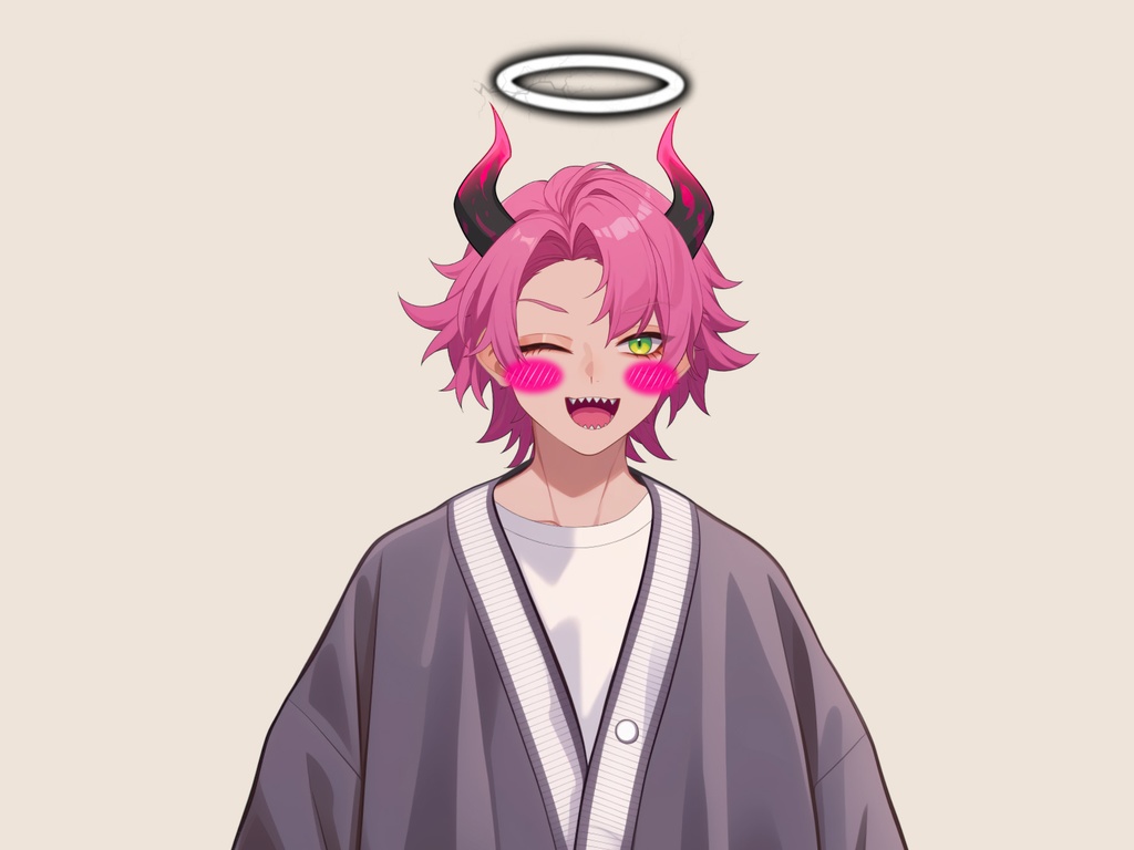 【Live2D】SKULLTAIL INCUBUS, Live2D Premade Male Vtuber Model,PNGTuber,Cute, Fox,Cat,Chibi,Demon,Oni,Male Succubus,Furry,Rigged,Instant Download,Commercial Use