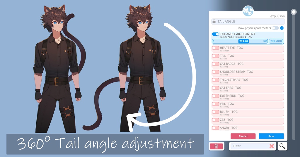 【Live2D】Premade Vtuber: Mocha Cat Boy, Cat Male Fully Rigged Vtuber Model,PNGTuber, Youtube Discord Twitch Streaming, Instant Download, Commercial Use