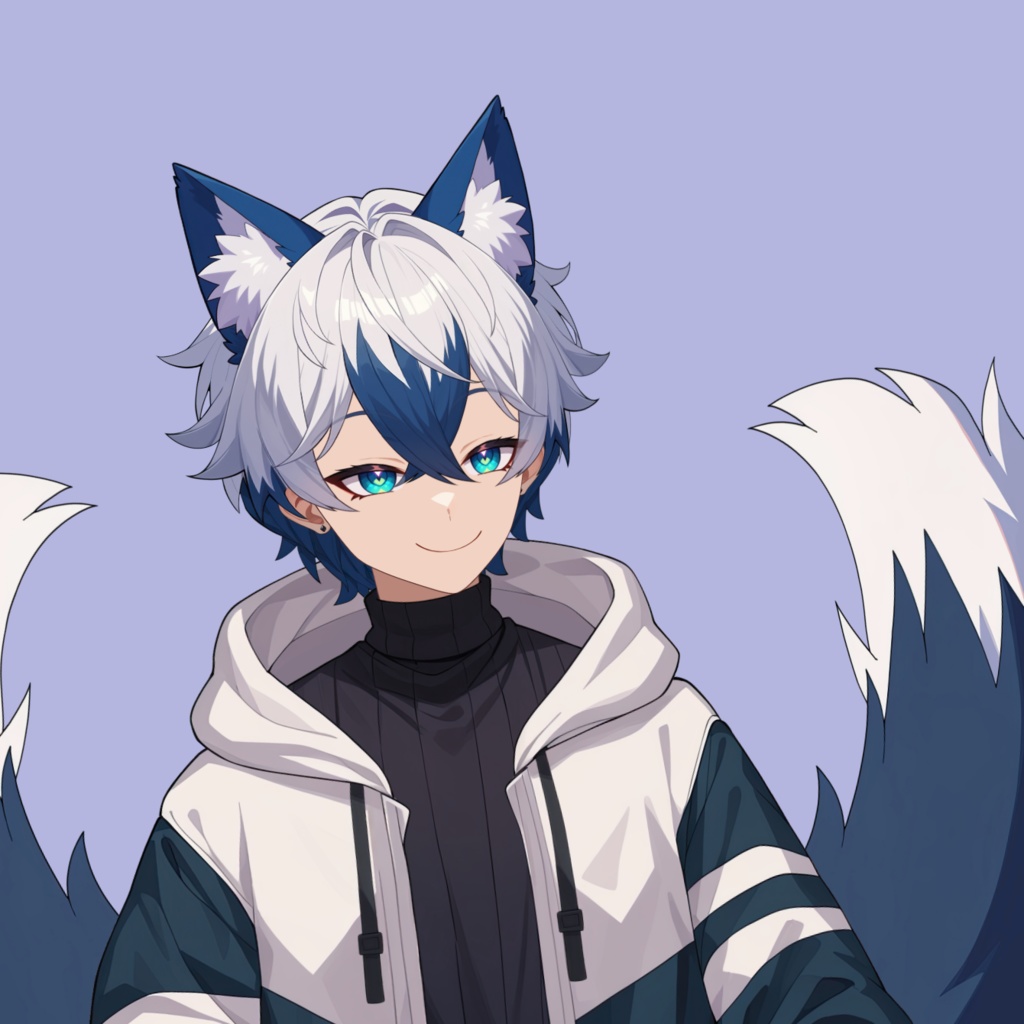 【Live2D】Model Editing Files For Vtuber: Midnight Kitsune Boy, Premade Live2D Male Vtuber, ,Rigged Vtuber Model, Instant Download, Commercial Use