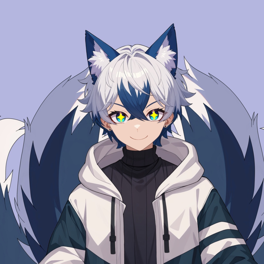 【Live2D】Model Editing Files For Vtuber: Midnight Kitsune Boy, Premade Live2D Male Vtuber, ,Rigged Vtuber Model, Instant Download, Commercial Use