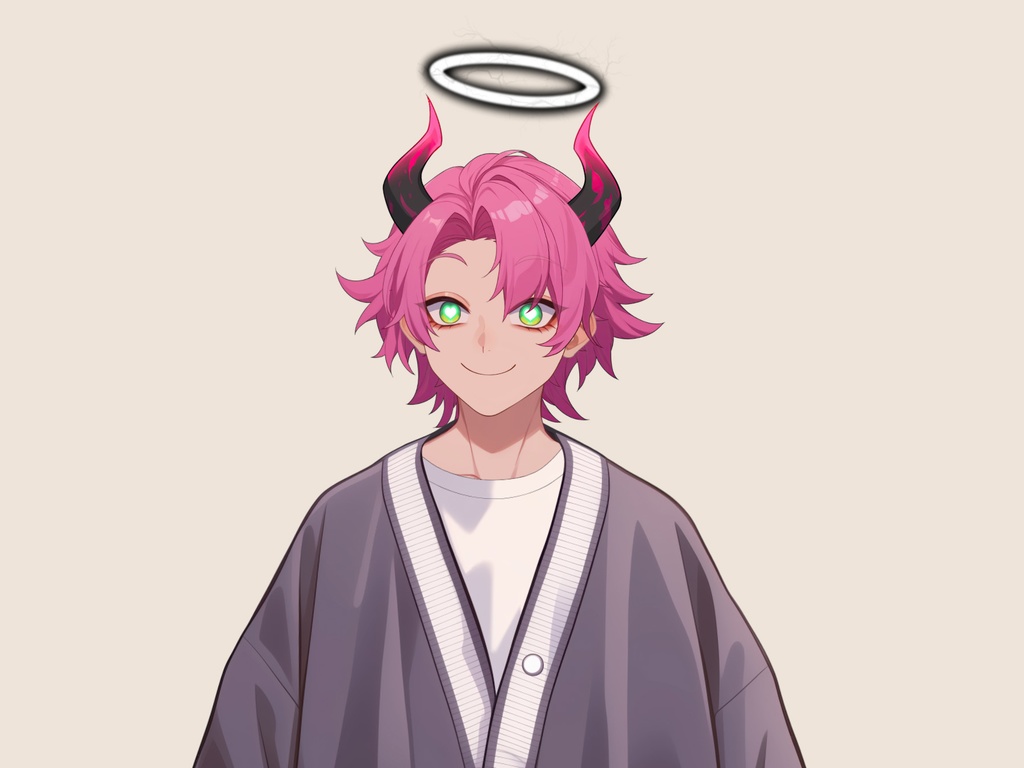 【Live2D】Model Editing Files For Vtuber: SKULLTAIL INCUBUS, Live2D Premade Male Vtuber Model,PNGTuber,Cute, Fox,Cat,Chibi,Demon,Oni,Male Succubus,Furry,Rigged,Instant Download,Commercial Use