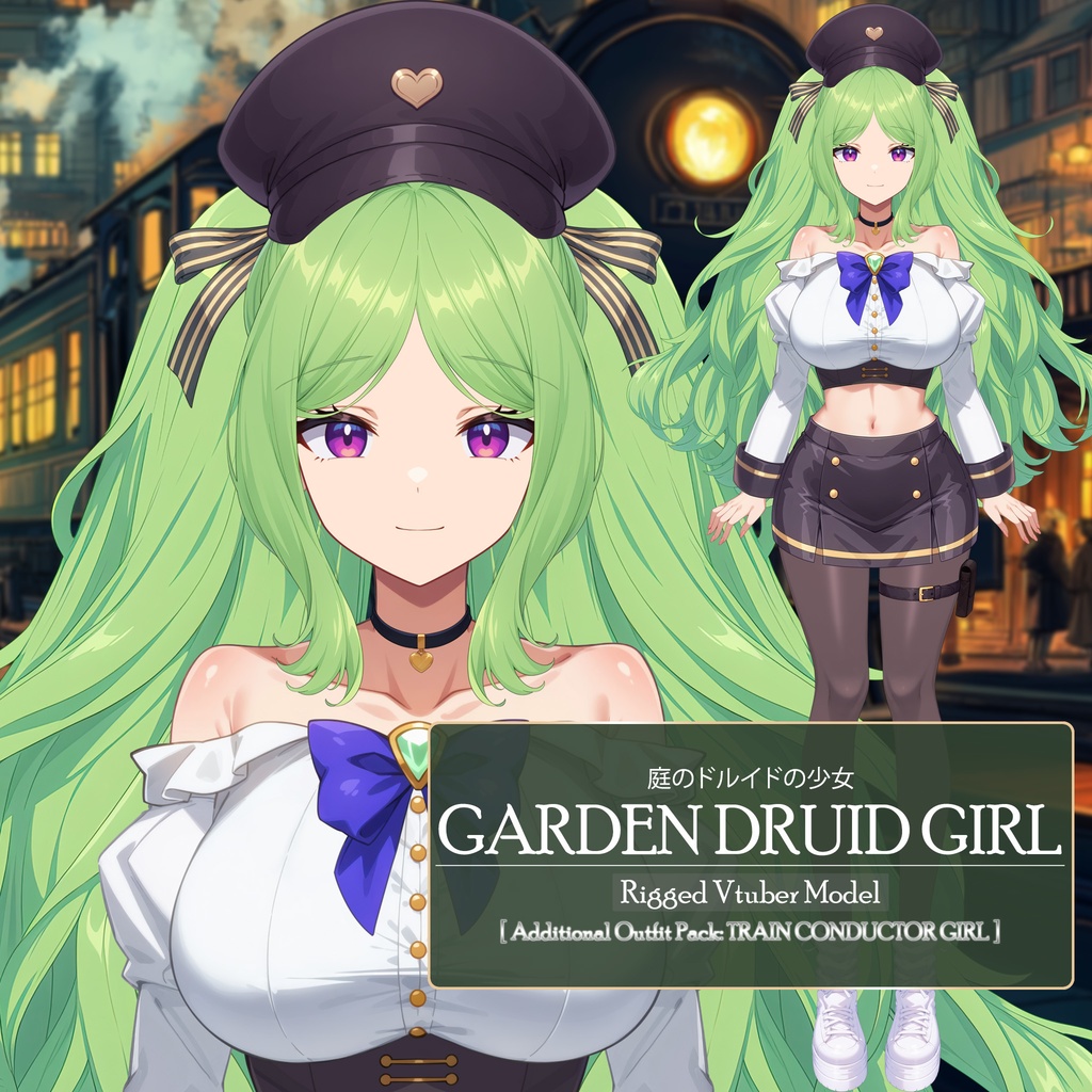 【Live2D】Garden Druid Girl - Additional Outfit Toggle Pack, Live2D Premade Vtuber Model, Rigged Vtuber Model,PNGTuber,Cute, Fox,Cat,Chibi, Instant Download, Commercial Use