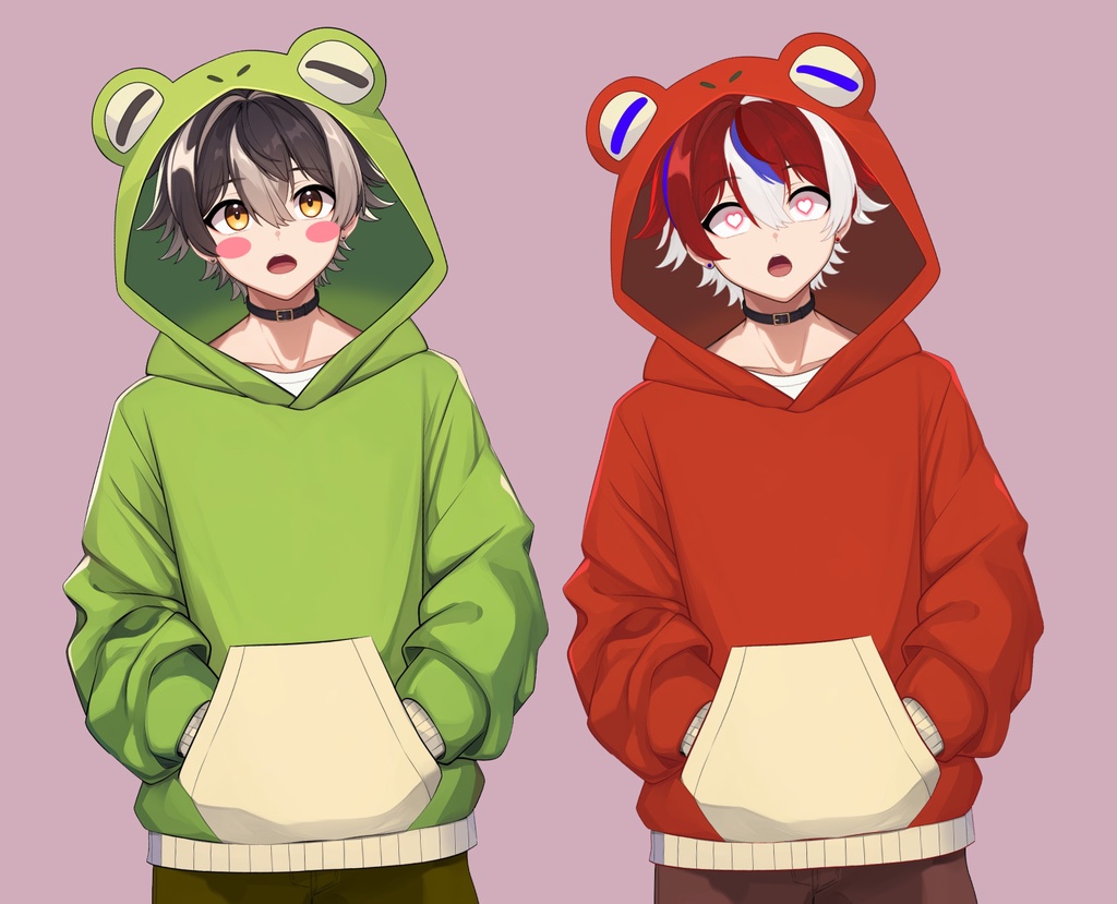 【Live2D】Moonrock Merc Boy Plus Frog Hoodie Outfit Toggle, Premade Live2D Male Vtuber, Rigged Vtuber Model, Instant Download, Commercial Use