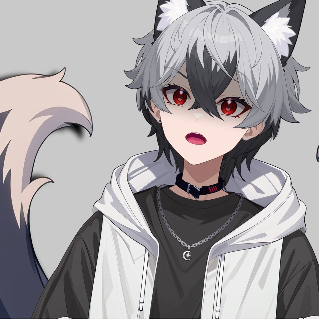 【Live2D】Midnight Kitsune Boy (Shadow Variant), Premade Live2D Male Vtuber, Rigged Vtuber Model, Instant Download, Commercial Use