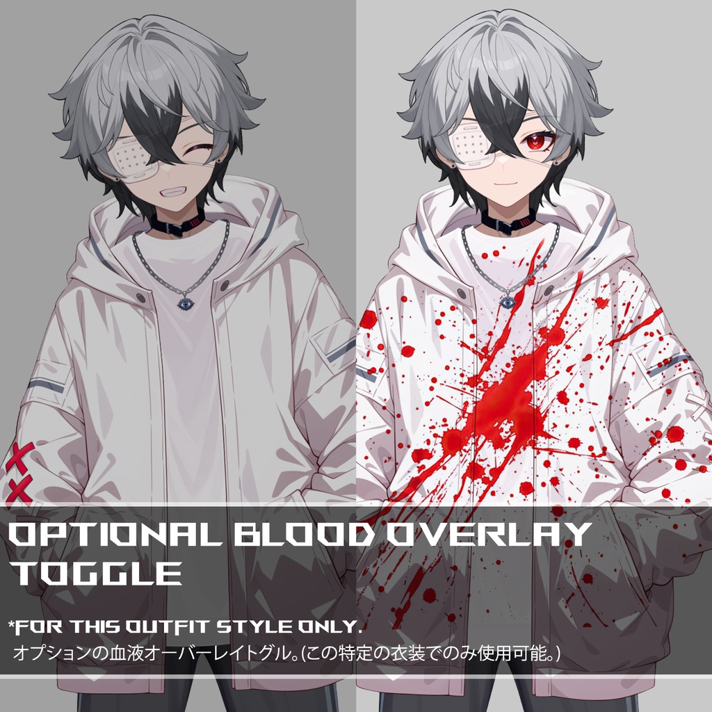 【Live2D】Midnight Kitsune Boy (Shadow Variant) With More Outfit Toggles, Premade Live2D Male Vtuber, Rigged Vtuber Model, Instant Download, Commercial Use