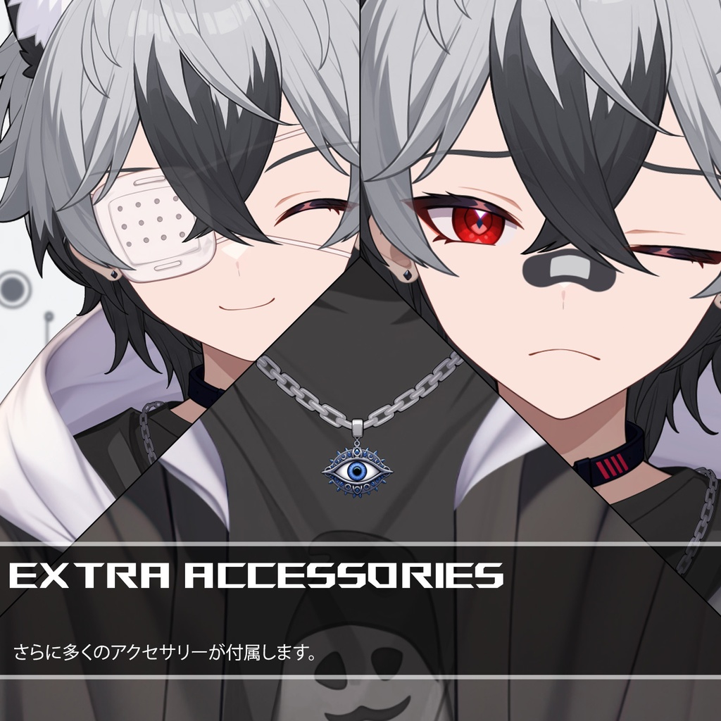 【Live2D】Midnight Kitsune Boy (Shadow Variant) With More Outfit Toggles, Premade Live2D Male Vtuber, Rigged Vtuber Model, Instant Download, Commercial Use