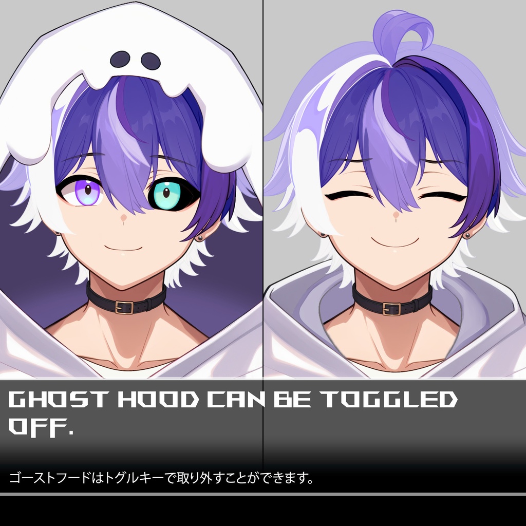 【Live2D】Moonrock Merc Boy Plus Ghost Hoodie Outfit, Premade Live2D Male Vtuber, Rigged Vtuber Model, Instant Download, Free Commercial Use