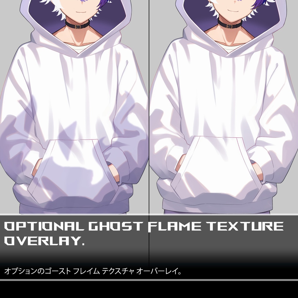 【Live2D】Moonrock Merc Boy Plus Ghost Hoodie Outfit, Premade Live2D Male Vtuber, Rigged Vtuber Model, Instant Download, Free Commercial Use