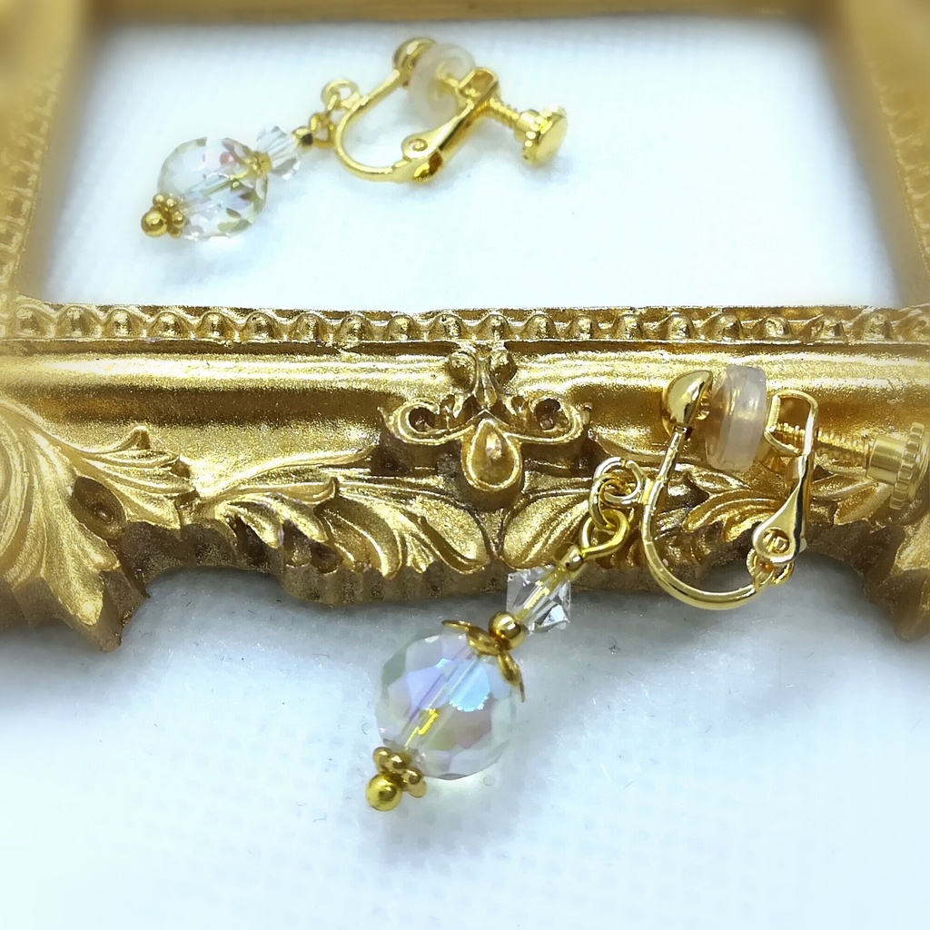送料込=クォーツ(水晶)☆イヤリング(ピアスに変更可)
